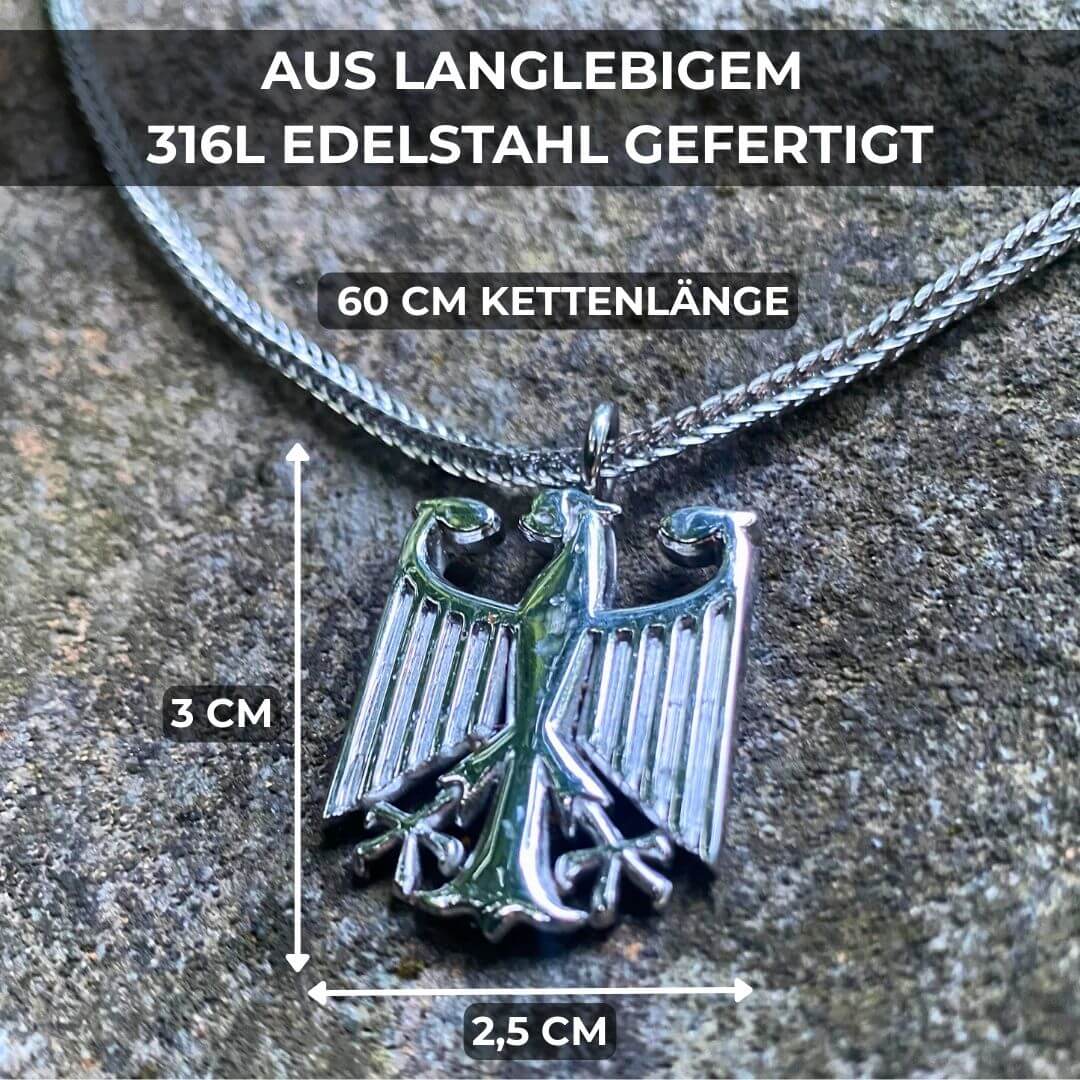 Deutschland Kette mit Adleranhänger aus Edelstahl - VISTORO