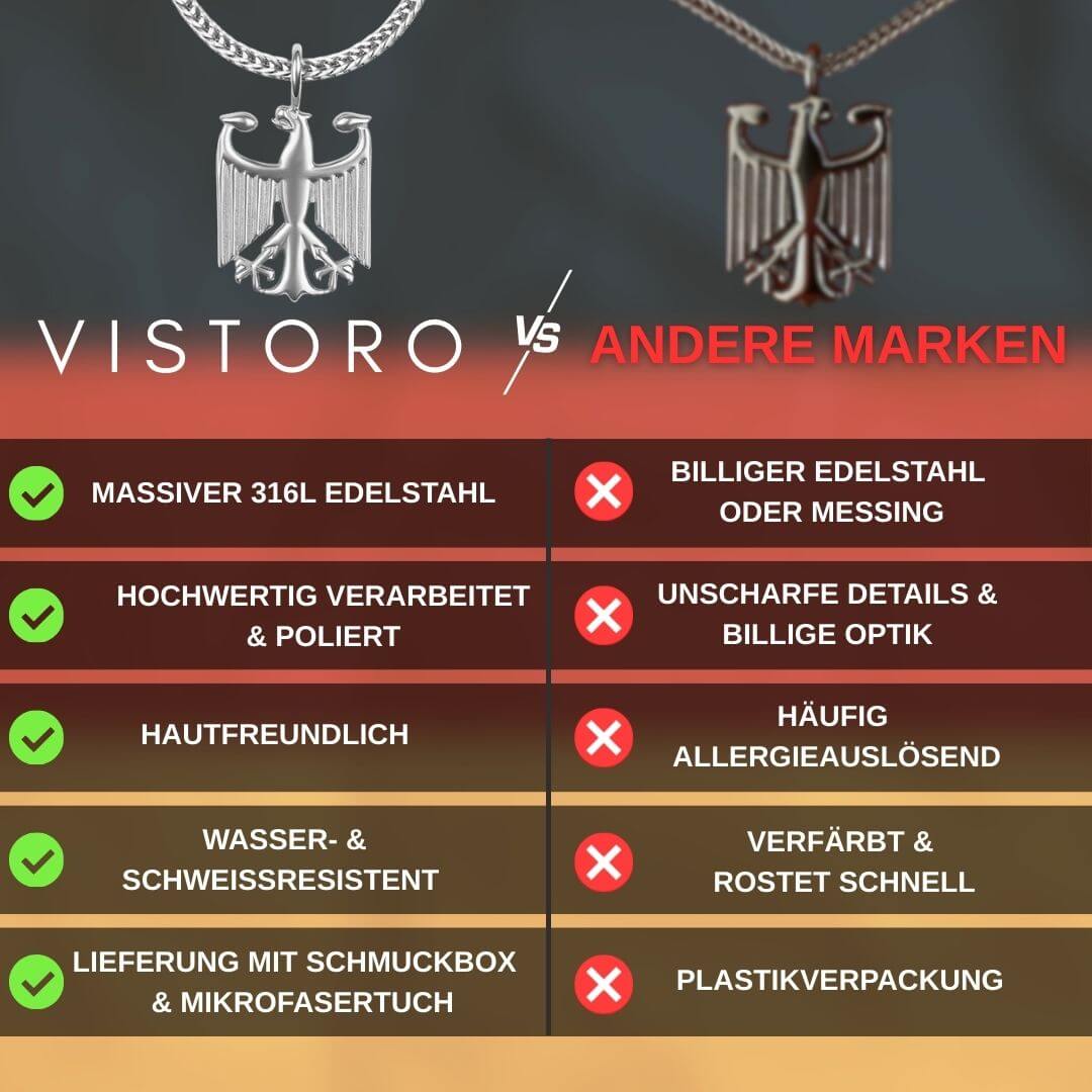 Deutschland Kette mit Adleranhänger aus Edelstahl - VISTORO